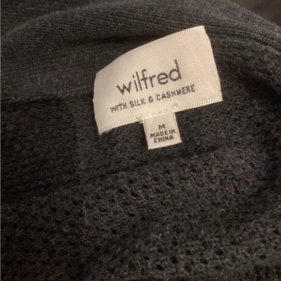 Aritzia Wilfred Grey Knit Copernic Silk Cashmere Open Cardigan size M. - Picture 2 of 4